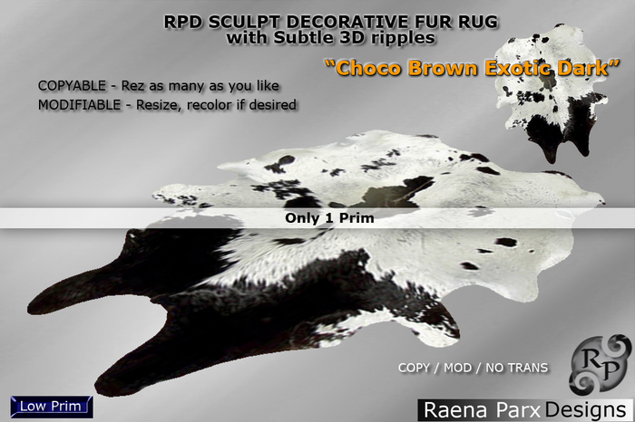 RPD Sculpt Fur Rug "CHOCO BROWN EXOTIC DARK", Decorative (MOD/COPY) - RPD - NEW!!!