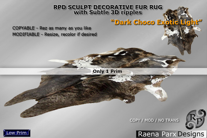 RPD Sculpt Fur Rug "DARK CHOCO EXOTIC LIGHT", Decorative (MOD/COPY) - RPD - NEW!!!