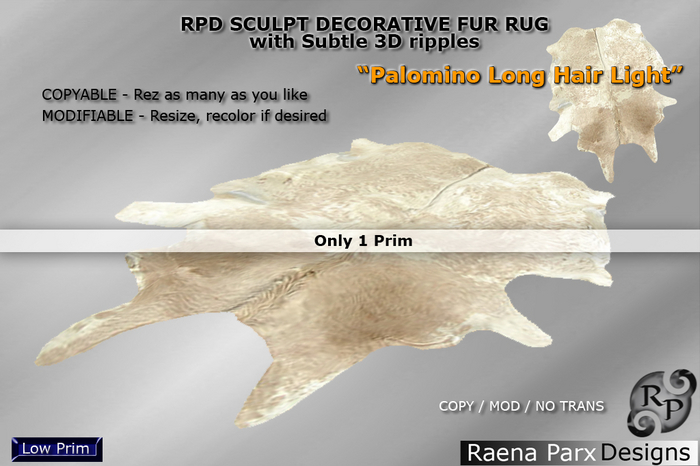 RPD Sculpt Fur Rug "PALOMINO LONG HAIR LIGHT", Decorative (MOD/COPY) - RPD - NEW!!!
