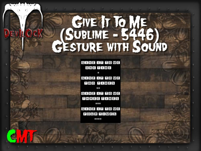 DEVILOCK - Give It To Me (Sublime - 5446) (ADD TO UNPACK)