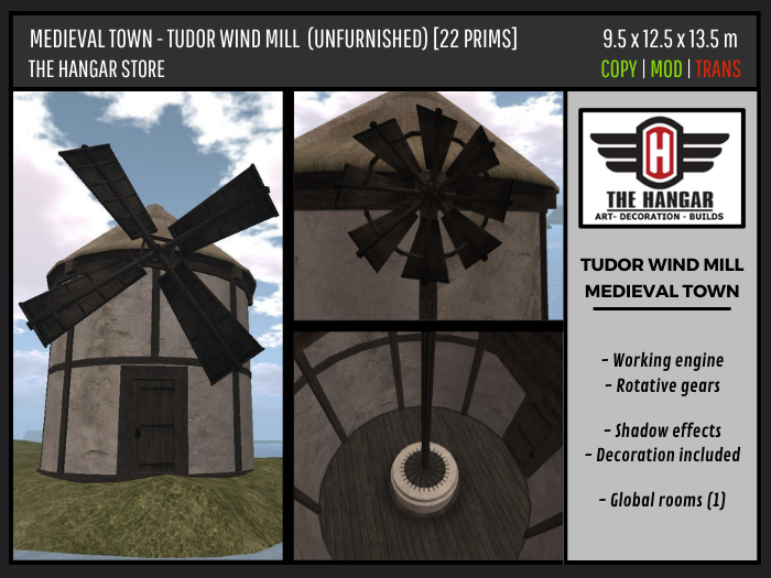 MEDIEVAL TUDOR WIND MILL [22 PRIMS]