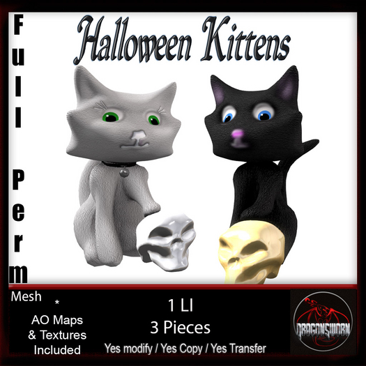 Full Perm Halloween Kittens & Skull