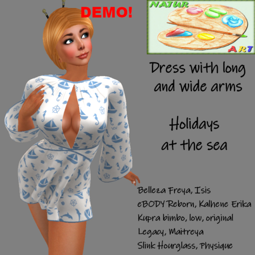 NaturArt Dress with long and wide sleeves: Holidays at the sea DEMO