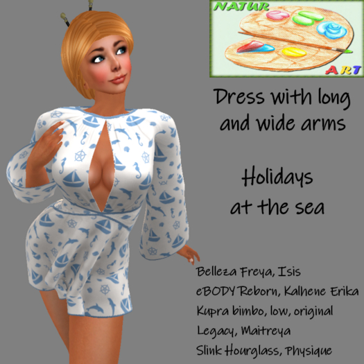 NaturArt Dress with long and wide sleeves: Holidays at the sea