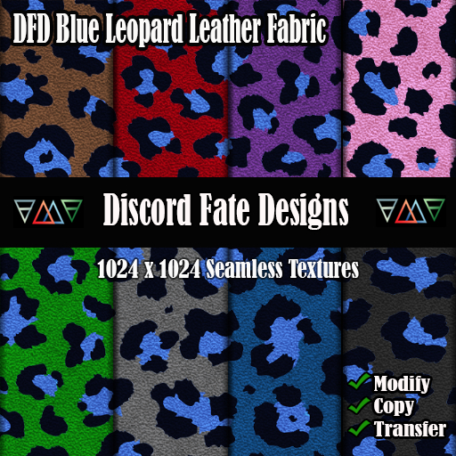 DFD Blue Leopard Leather Fabrics