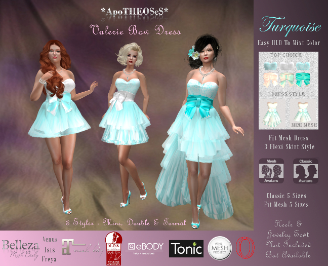 Turquoise Valerie Bow Dress
