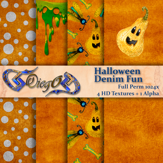Diego Textures ~ Halloween Denim Fun Orange Set 1