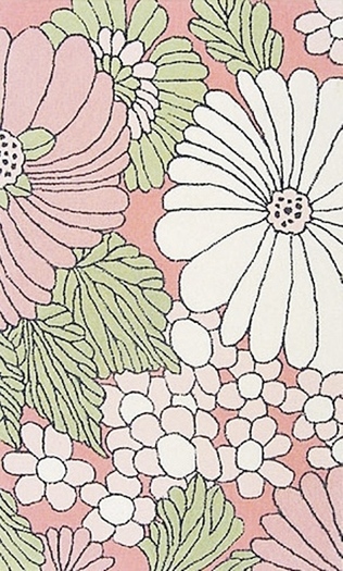 Pink Retro Flowers Rug