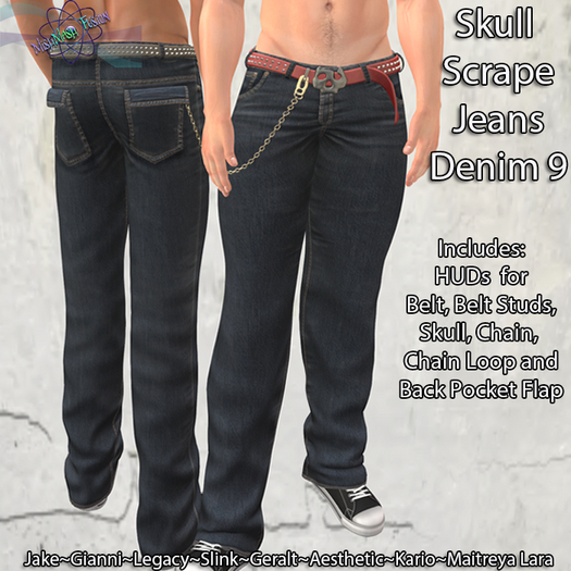~*MF*~ Skull Scrape Denim Jeans - Shade 9 (Add or Rez)