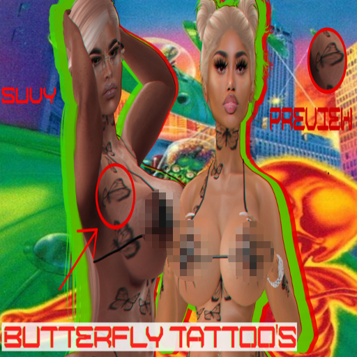 SUVY 8k Tattoo. *Amazing Quality* BUTTERFLY Tattoo Regular BOM