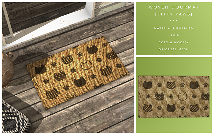 [F] Woven Doormat (Kitty Paws)