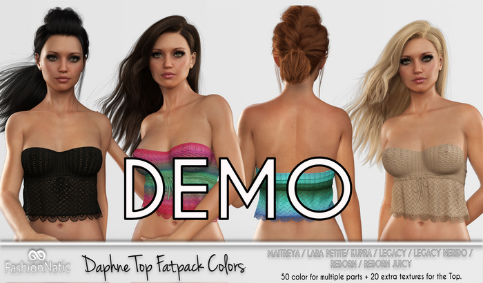 Demo Daphne Top Fatpack Colors - Maitreya Lara, Lara Petite, Kupra Original, Legacy, Reborn, Juicy - FashionNatic