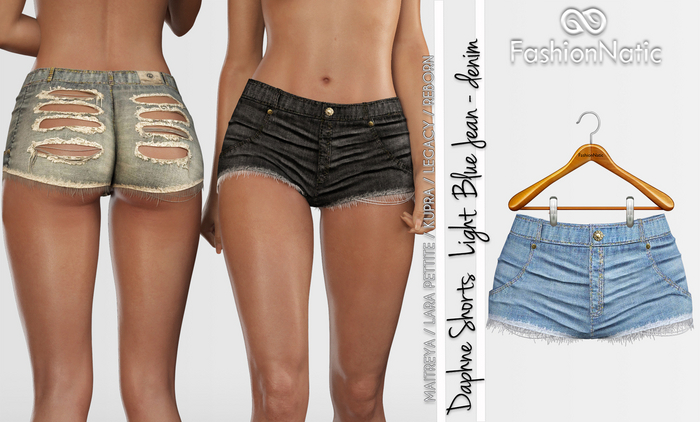 Daphne Torn Shorts Light Blue Jeans - Denim - Maitreya Lara, Lara Petite, Kupra, Legacy, Reborn, Juicy - FashionNatic