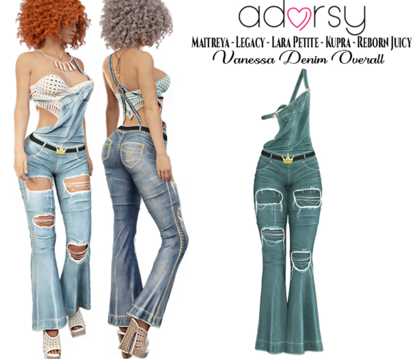 adorsy - Vanessa Denim Overall Petrol - Maitreya/Legacy/Lara Petite/Kupra/Reborn-Juicy