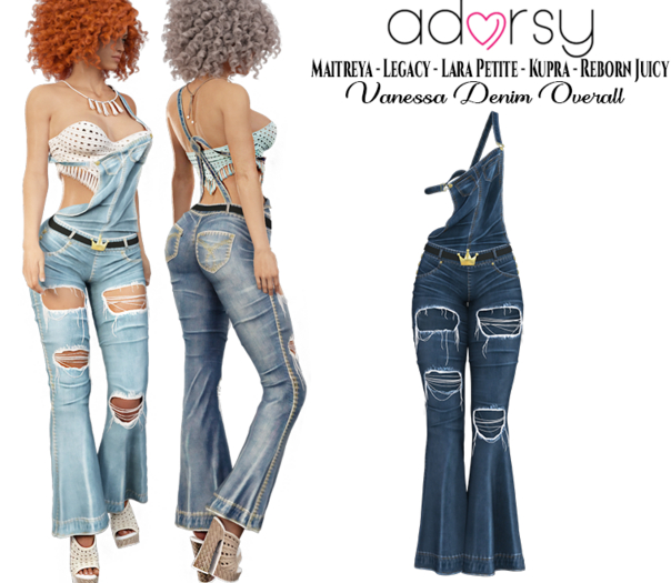 adorsy - Vanessa Denim Overall Dark Blue - Maitreya/Legacy/Lara Petite/Kupra/Reborn-Juicy