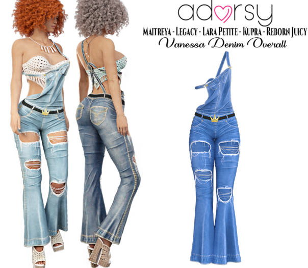 adorsy - Vanessa Denim Overall Cornflower - Maitreya/Legacy/Lara Petite/Kupra/Reborn-Juicy