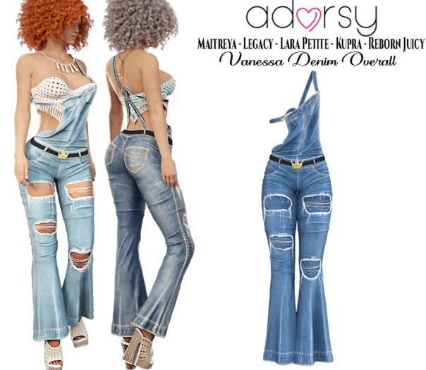 adorsy - Vanessa Denim Overall Blue - Maitreya/Legacy/Lara Petite/Kupra/Reborn-Juicy
