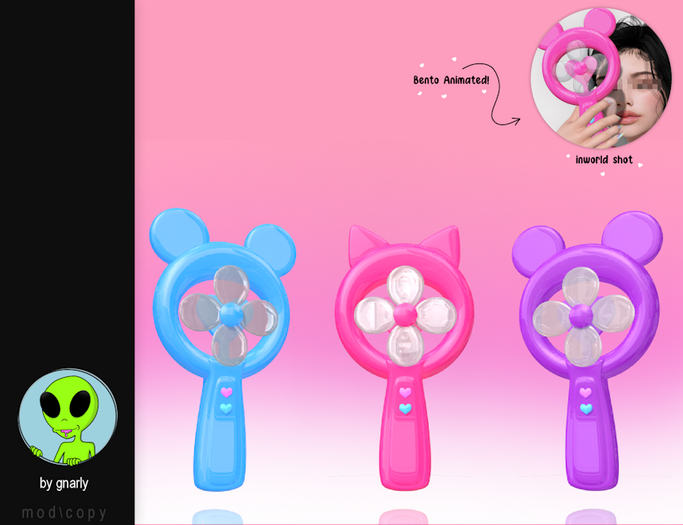 G/\/ARLY:: Kyootie Hand Fan Bear - Purple