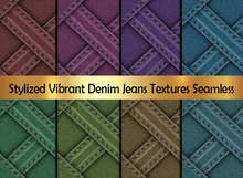 Stylized Vibrant Denim Jeans Textures Seamless