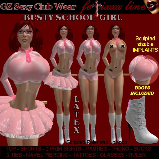 GZ Fetixxx Busty School Girl Pink Latex