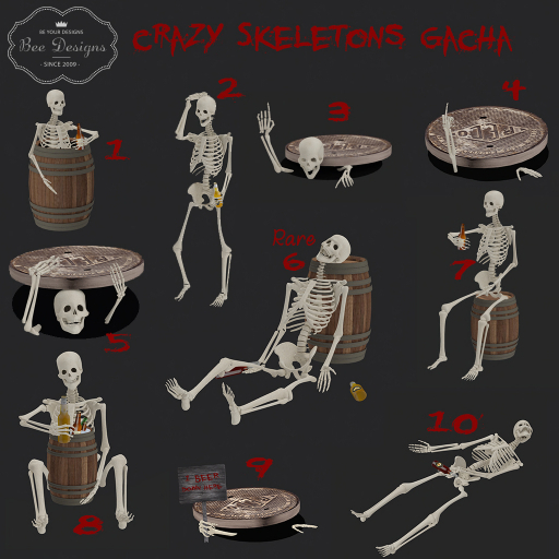 Bee Designs Crazy Skeletons Gacha 6 RARE