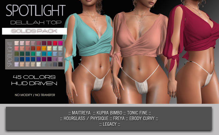 SPOTLIGHT - Delilah Top SOLIDS (DEMO Available In-World) 