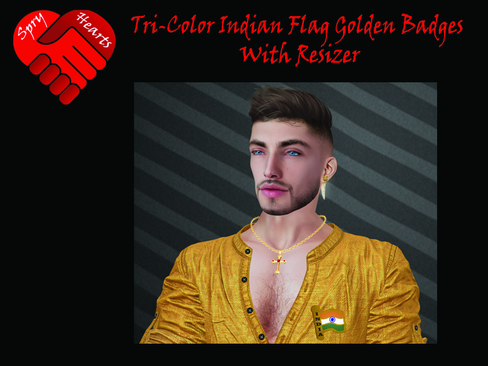 SpryHearts : Tri-Color Indian Flag Golden Badges With Resizer