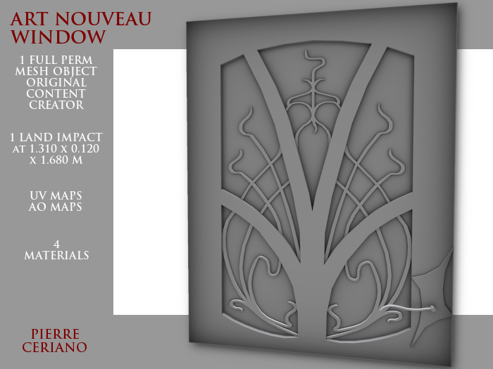 Art Nouveau window - 1 LI - FULL PERM Mesh