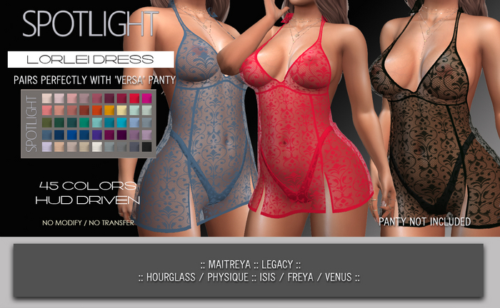 SPOTLIGHT - LORLEI DRESS (DEMO Available In-World) 
