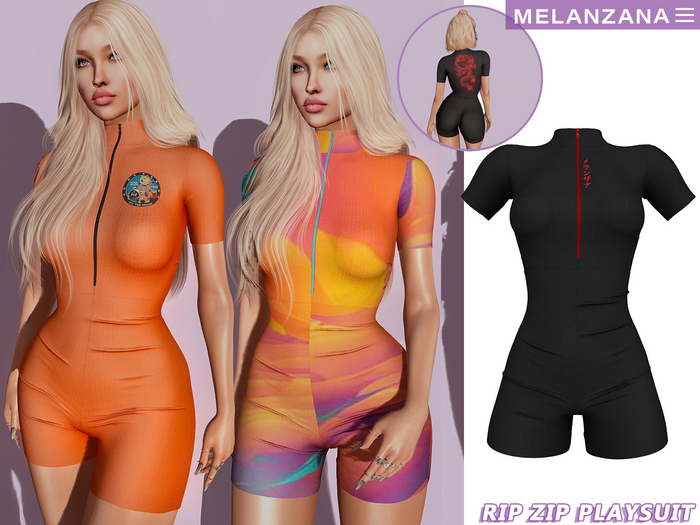 Melanzana - Rip zip playsuit (Japanese Dragon)