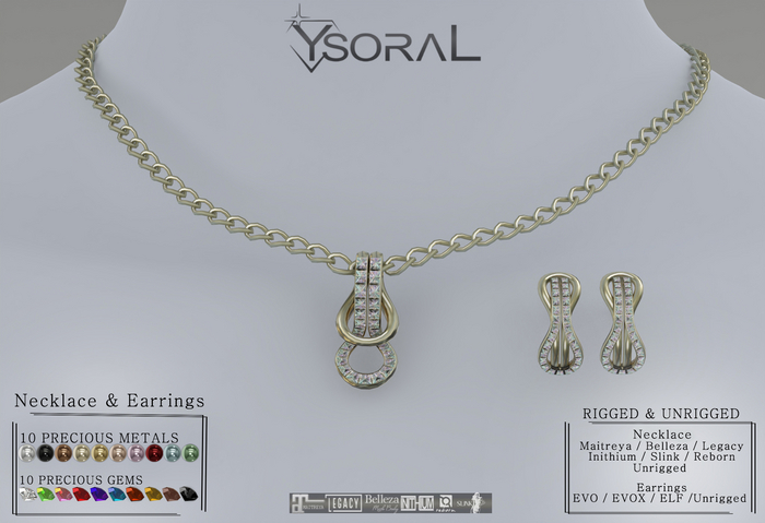 ~~YsoraL~~.:Luxe Necklace Earrings Infinity:.(Rigged & Unrigged)