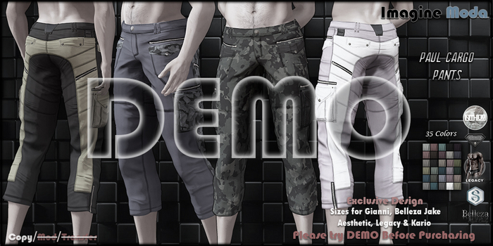 Paul Cargo Pants -DEMO- Aesthetic, Gianni, Jake, Legacy M, Kario -Imagine-