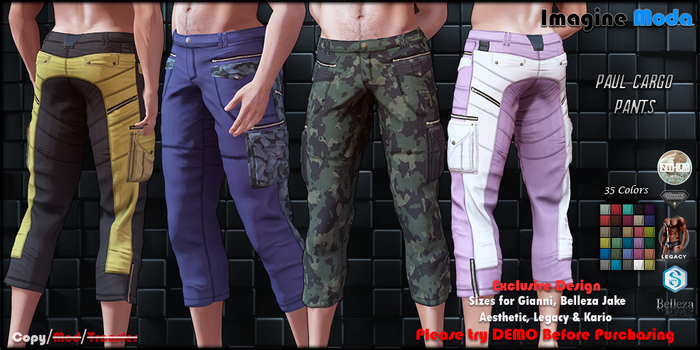 Paul Cargo Pants -FATPACK- Aesthetic, Gianni, Jake, Legacy M, Kario -Imagine-