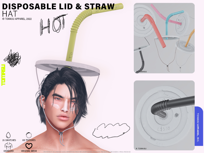 [ TOMASU ] Disposable Lid & Straw Hat 