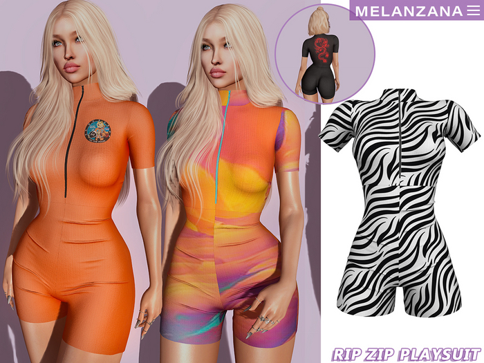 Melanzana - Rip zip playsuit (Zebra)