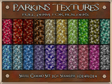 Parkins Textures - Skull Camo Set - 20x Full Perm Seamless 1024 - Fabric, Clothing, Camouflage, Halloween, Gothic, Green