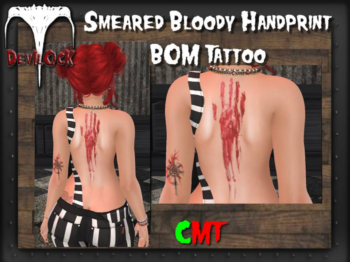 DEVILOCK - Smeared Bloody Hand Print Tattoo