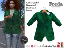 "Freda" Amber Oversized Boyfriend Blazer Jacket Green Floral Stripes, Freya, Slink, Tonic, Rebirth, eBody Reborn, Legacy