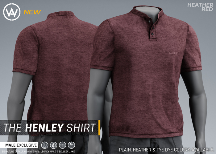 WAZ -  Henley Short Sleeve (Red Heather)