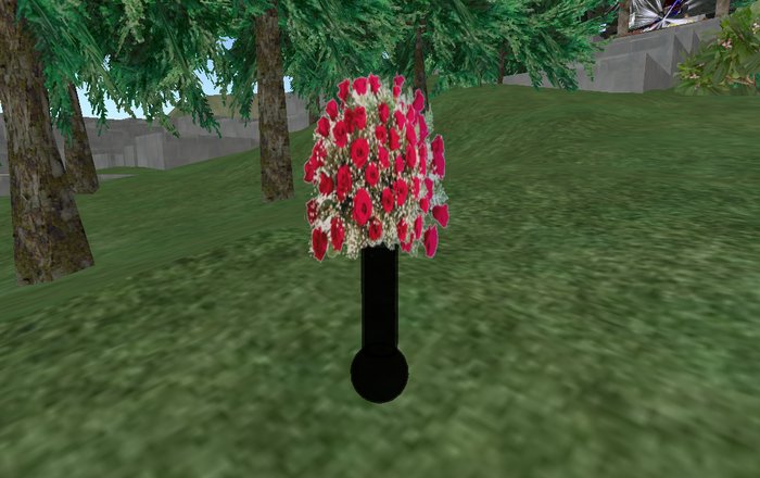 Red Roses Visitor Counter - Beautiful Vase Low Prim 