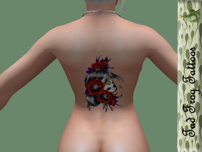 Face & Roses Back Tattoo Red