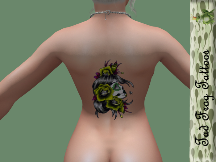 Face & Roses Back Tattoo Yellow