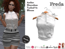 "Freda" Amber Sleeveless Blouse Tucked-In Shirt White, Secretary, Office, Freya, Rebirth, Reborn, Tonic, Slink, Gen.X