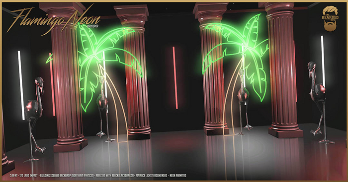 Flamingo Neon Backdrop - The Bearded Guy