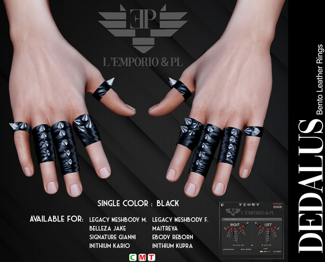 L'Emporio&PL::*Dedalus*::- Black- Leather Rings.