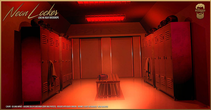 Neon Locker Crimsom - Love Me Right Backdrops - The Bearded Guy