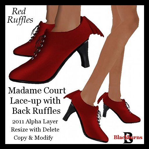 Madame Red Court Lace-Up with Ruffles