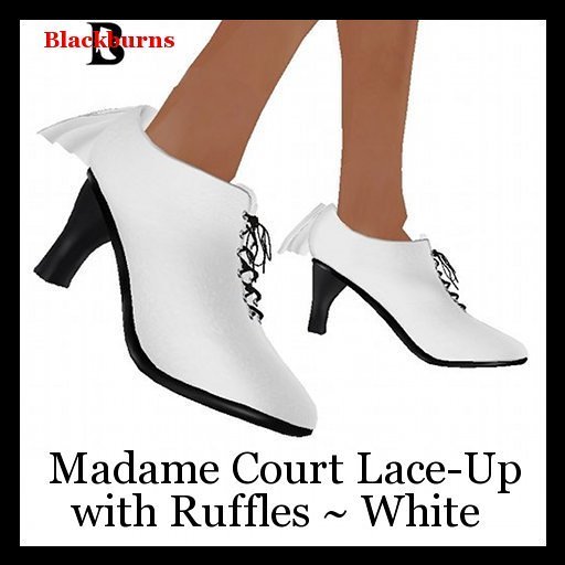 Madame White Court Lace-Up with Ruffles