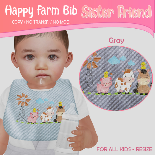 SF Happy Farm Bib Grey