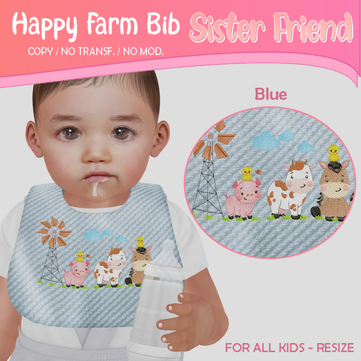 SF Happy Farm Bib Blue